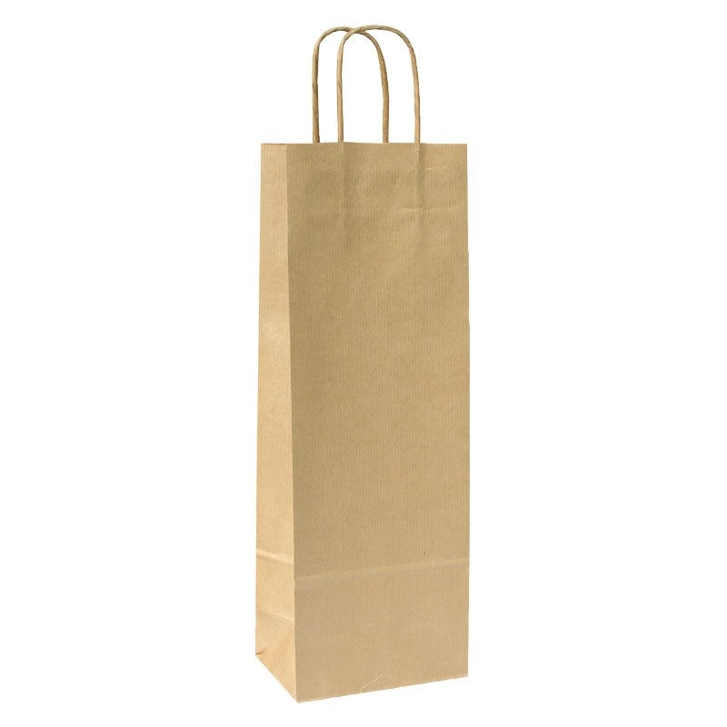 Flaskpåse med tvinnade handtag brun - 1