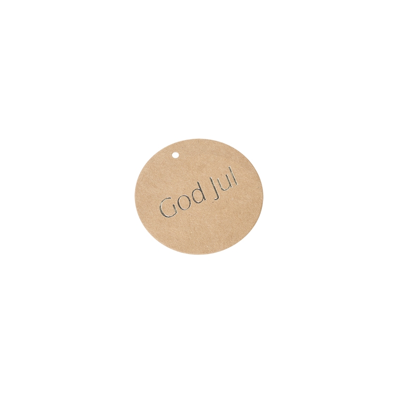 Hängetikett god jul brun rund UTFÖRSÄLJNING - 2