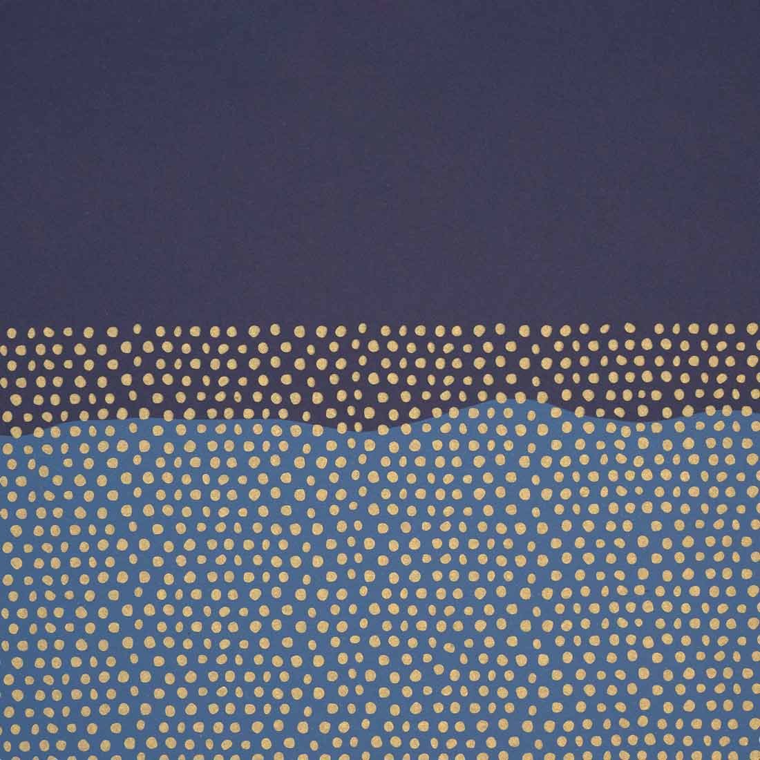 Presentpapper Half Dots Blue/Gold - 1