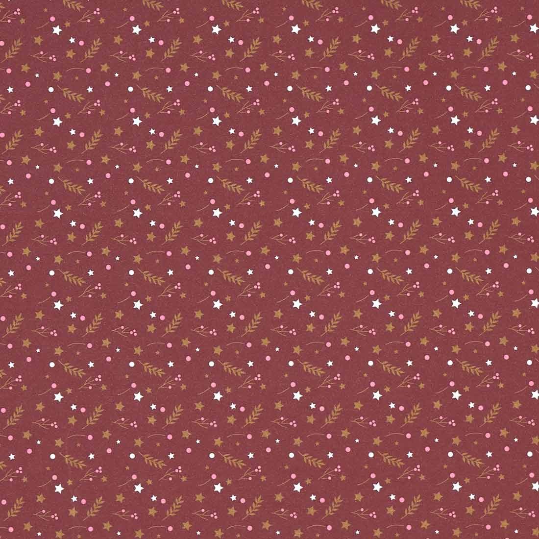 Presentpapper Petit Stars Bordeaux/Gold - 1