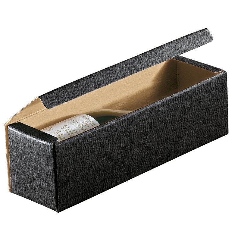 Presentlåda/flasklåda linnepräglad svart - 3