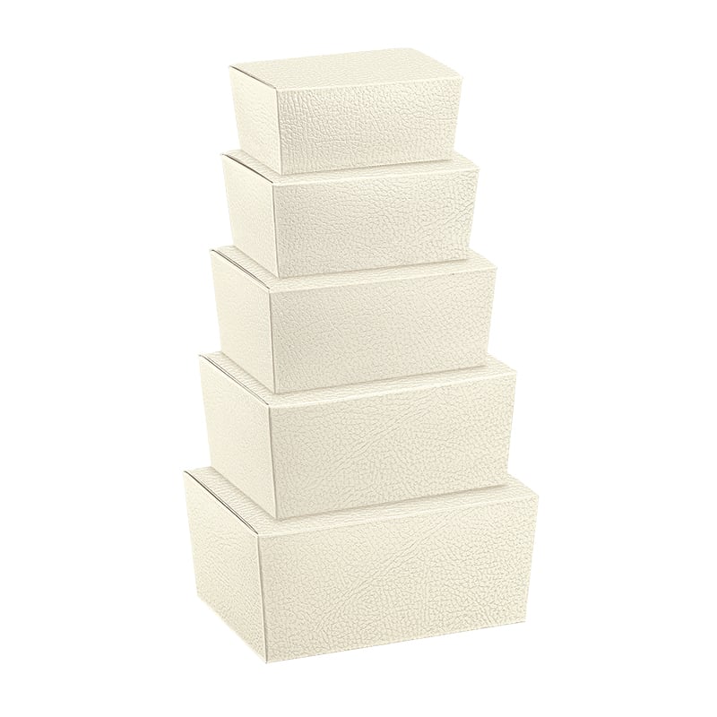 Presentkartong Ballotin vit skinnimitation