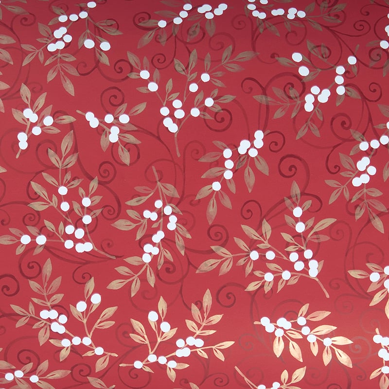 Presentpapper Snowberry red - 1