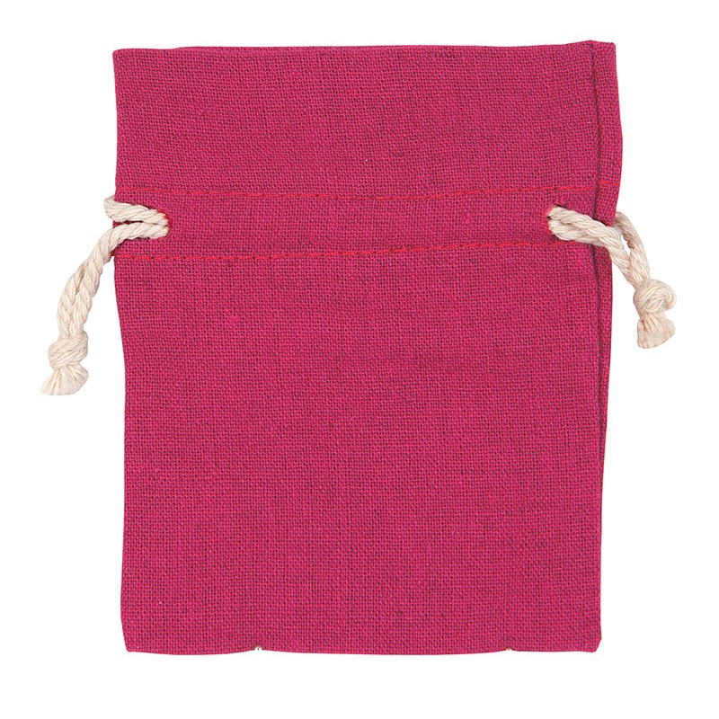 Bomullspåse med snöre, cerise