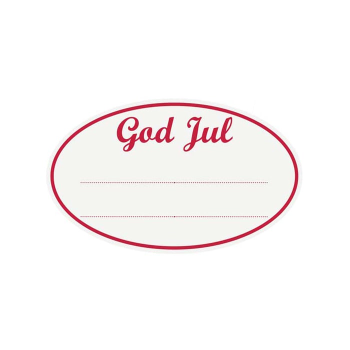 Etikett God jul oval vit matt