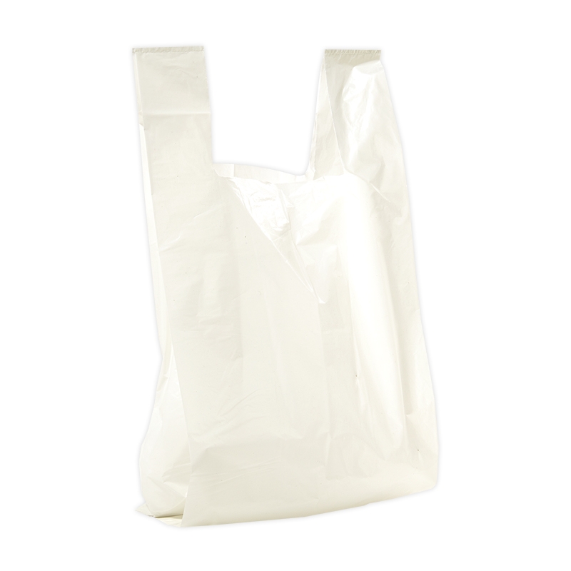 Vit återvunnen hängselbärkasse LDPE