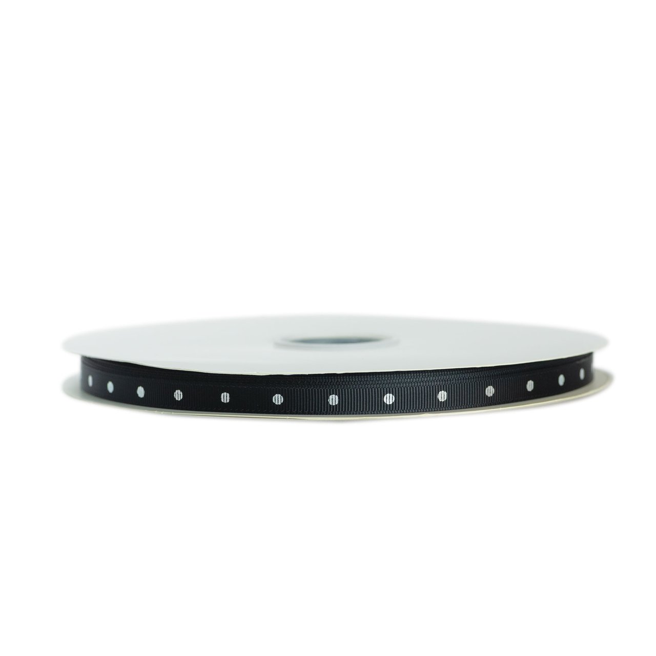 Satinband ribbad svart med silverprickar - 1