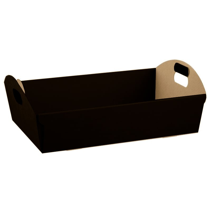Kartongbricka slät svart med handtag - 2