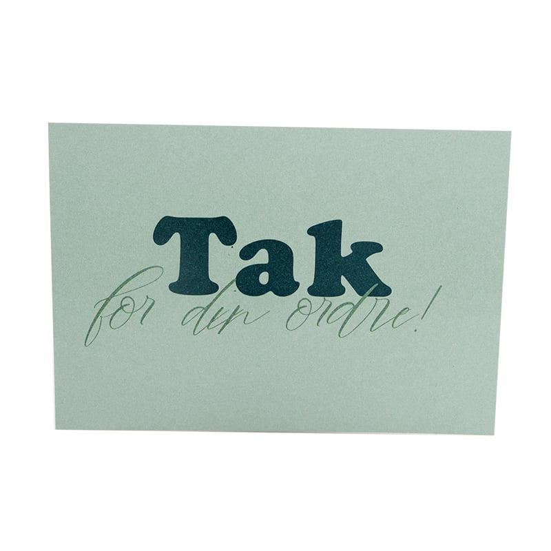 Tackkort "Tak for din ordre!" Fair green UTFÖRSÄLJNING
