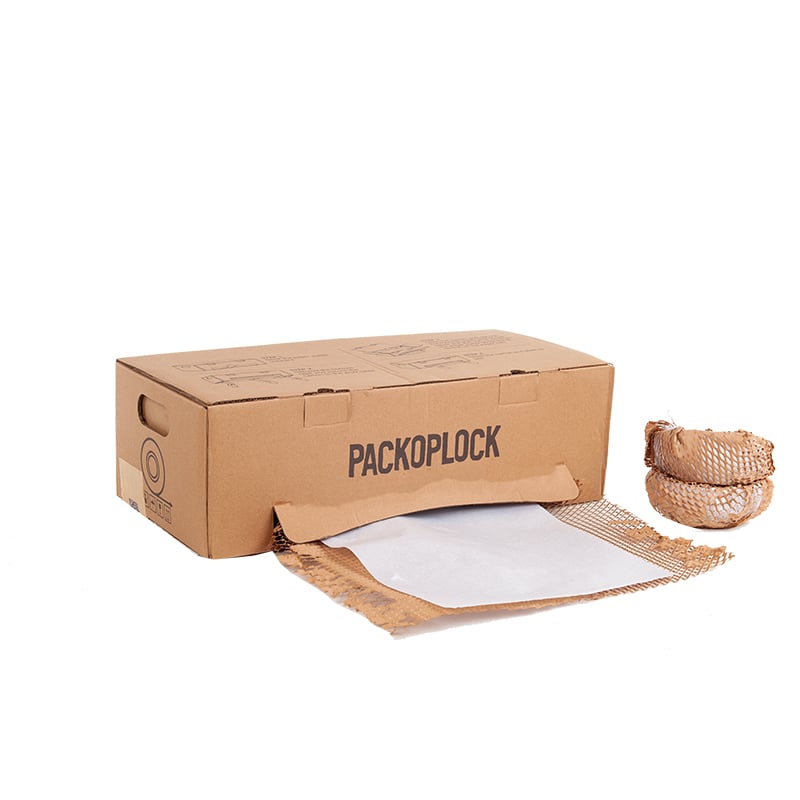 Locked Paper® Handex - honeycomb paper wrap i kartongdispenser