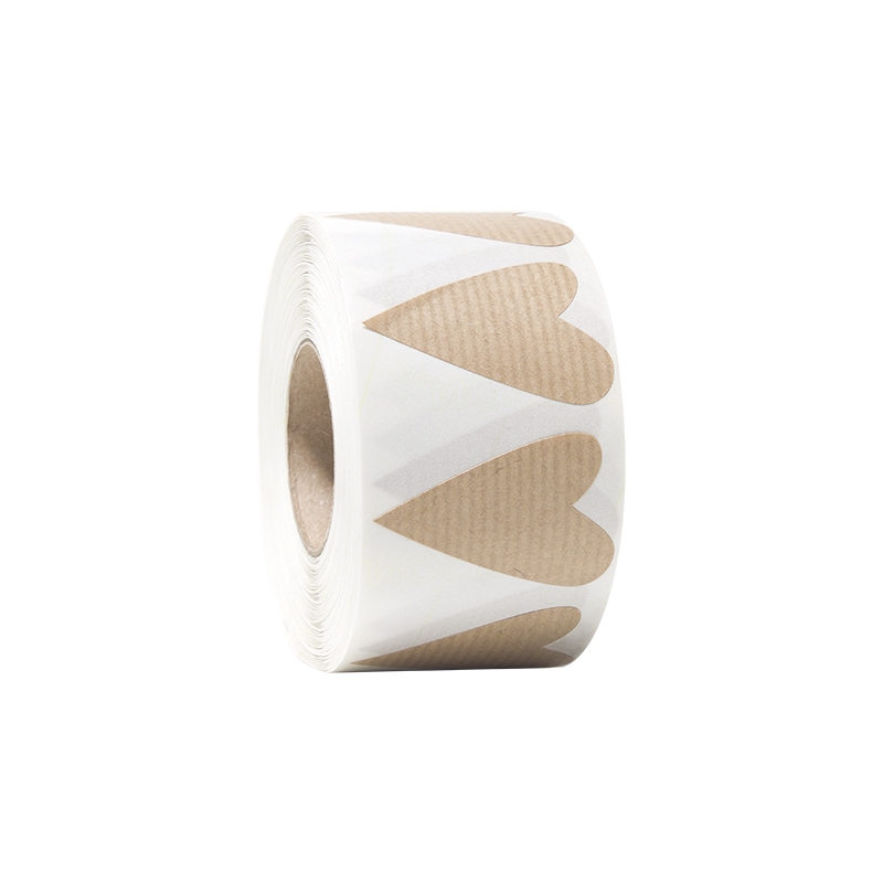 Presentetiketter modern heart ribbad kraft - 1