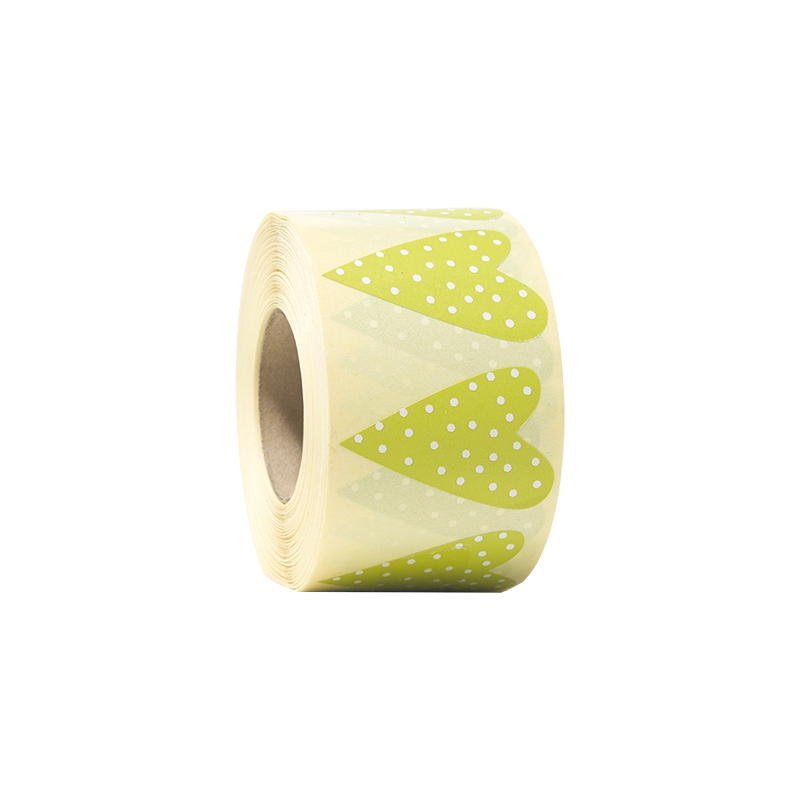 Presentetikett modern heart dots pistage med vita prickar - 1