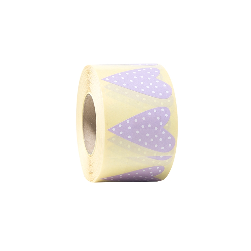 Presentetikett modern heart dots ljung med vita prickar - 1
