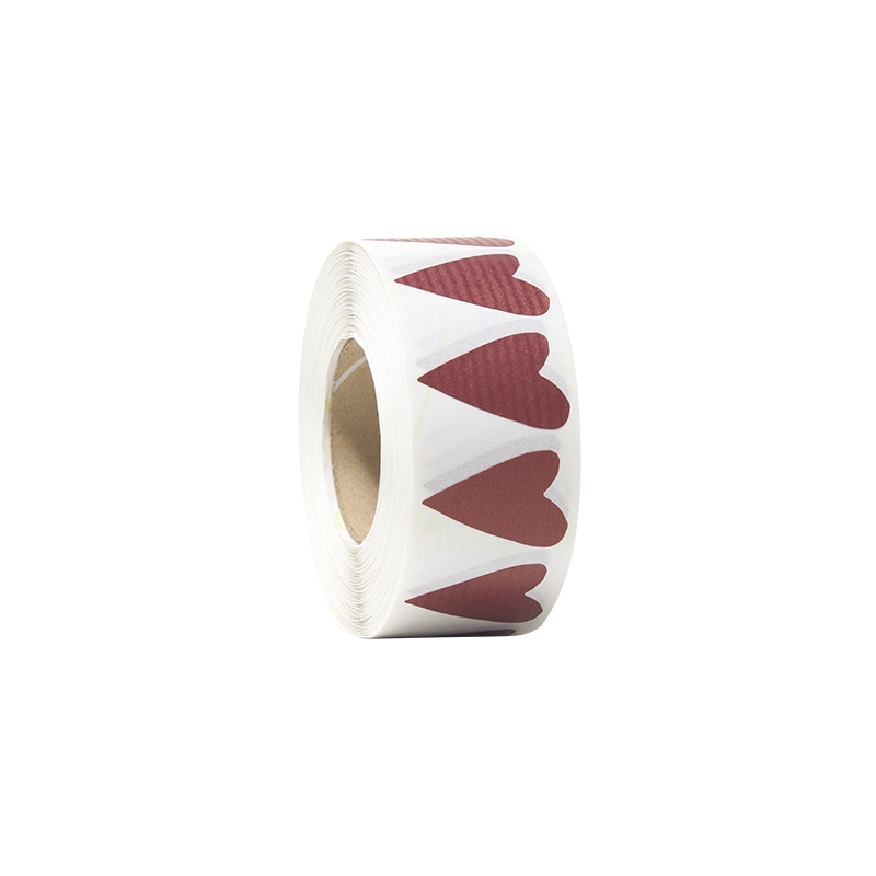 Presentetiketter modern heart röd ribbad - 2