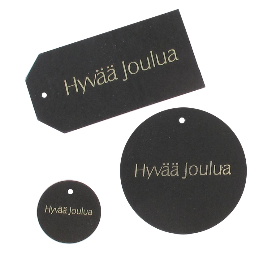 Hängetikett Hyvää joulua, svart rund   UTFÖRSÄLJNING - 2
