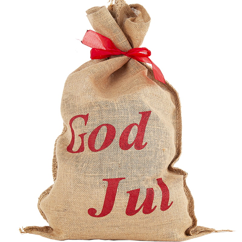 Jutesäck God Jul med rött band