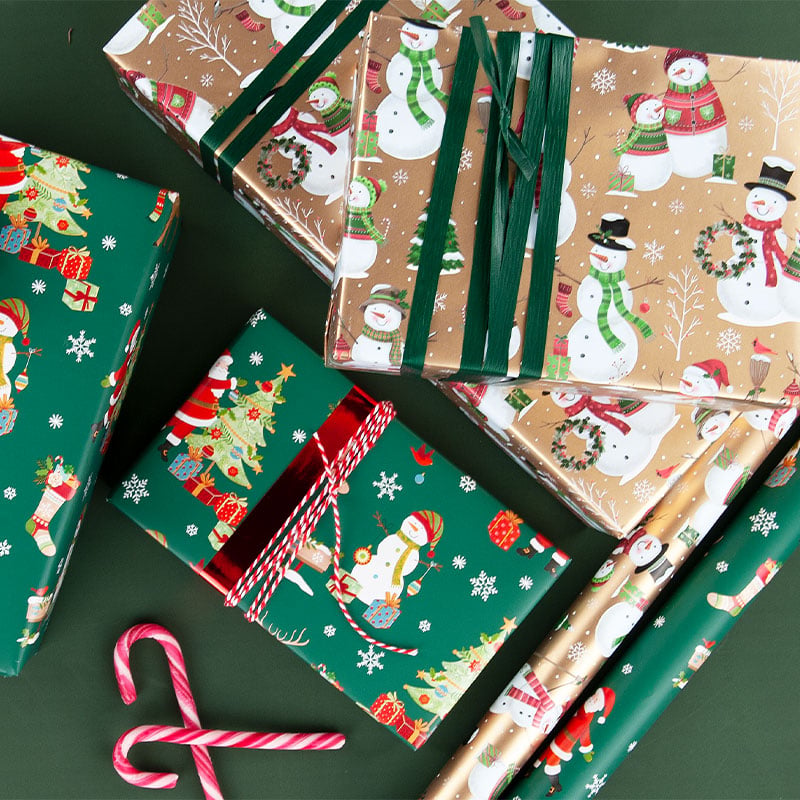 Presentpapper Snowman Gold - 4