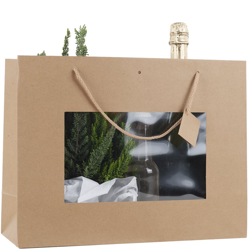 Presentpåse natur med fönster och handtag - 3