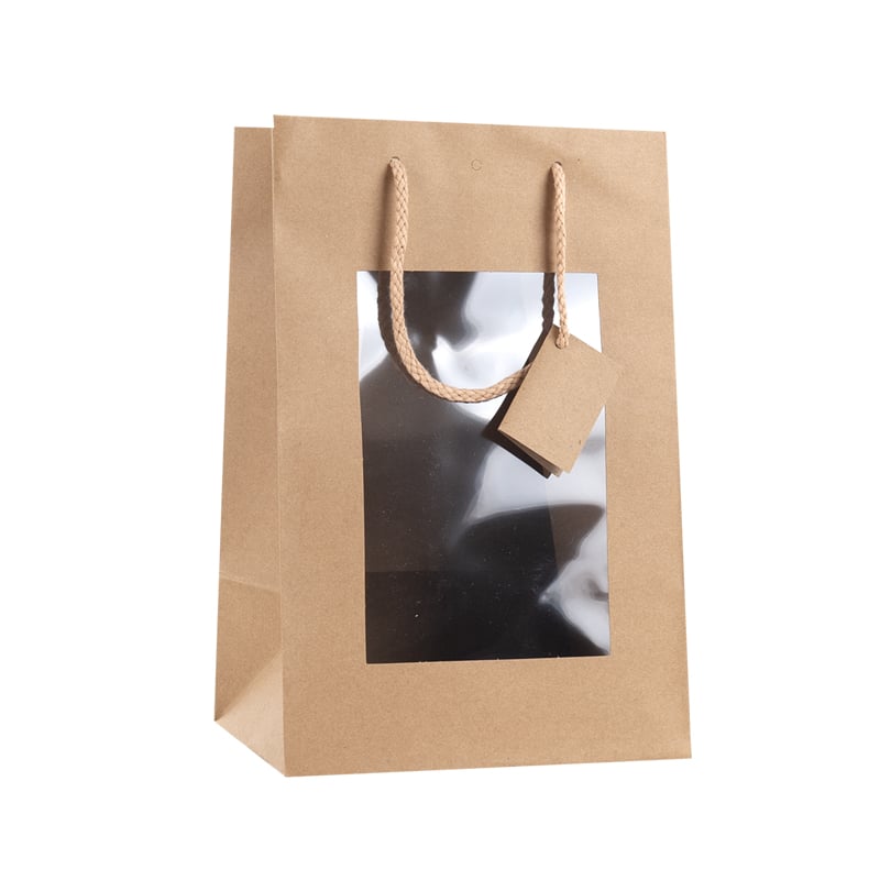 Presentpåse natur med fönster och handtag - 6