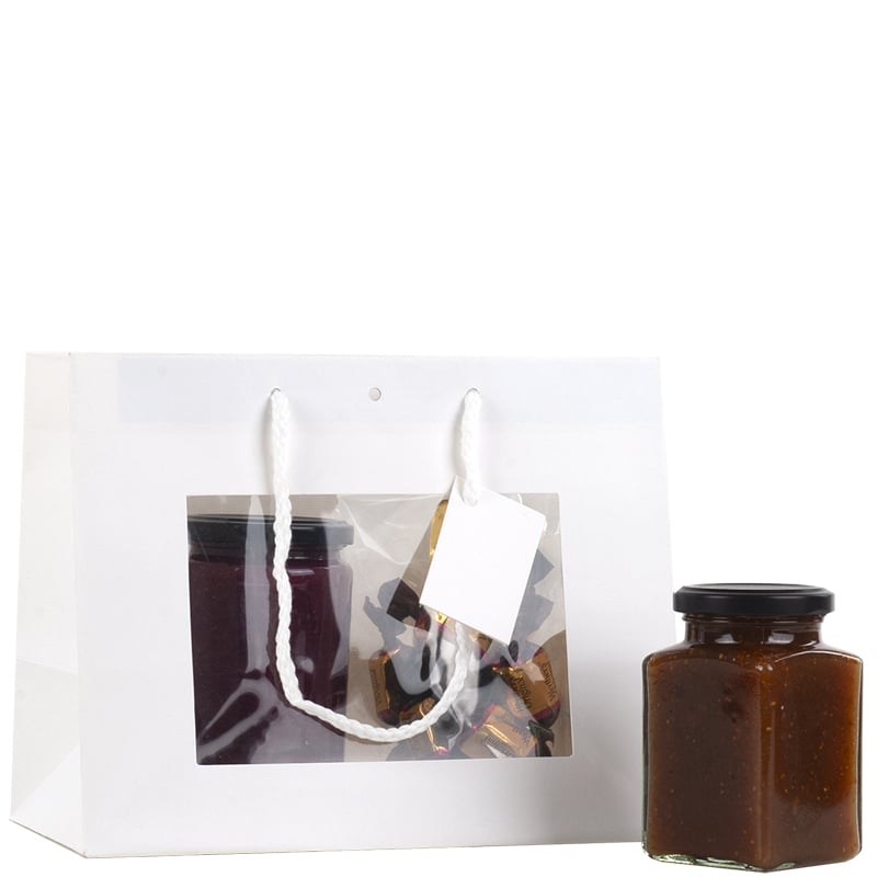 Presentpåse vit med fönster och handtag - 4