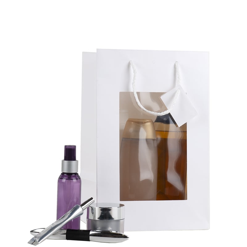 Presentpåse vit med fönster och handtag - 5