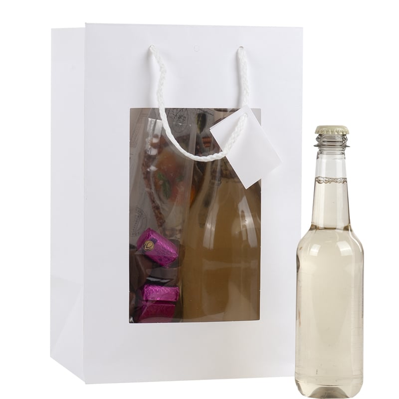 Presentpåse vit med fönster och handtag - 3