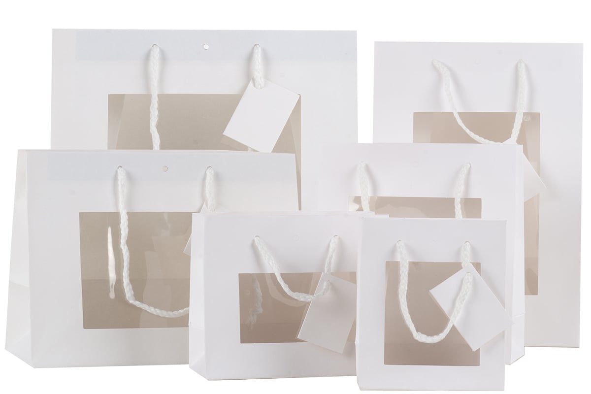 Presentpåse vit med fönster och handtag - 6