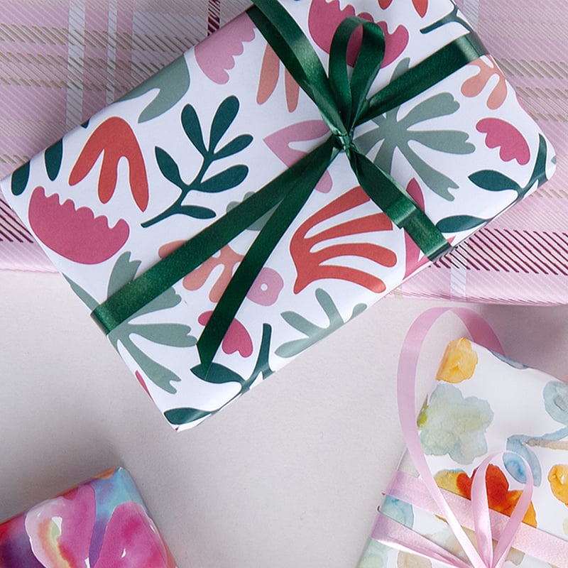 Presentpapper Modern Plants Pink - 2