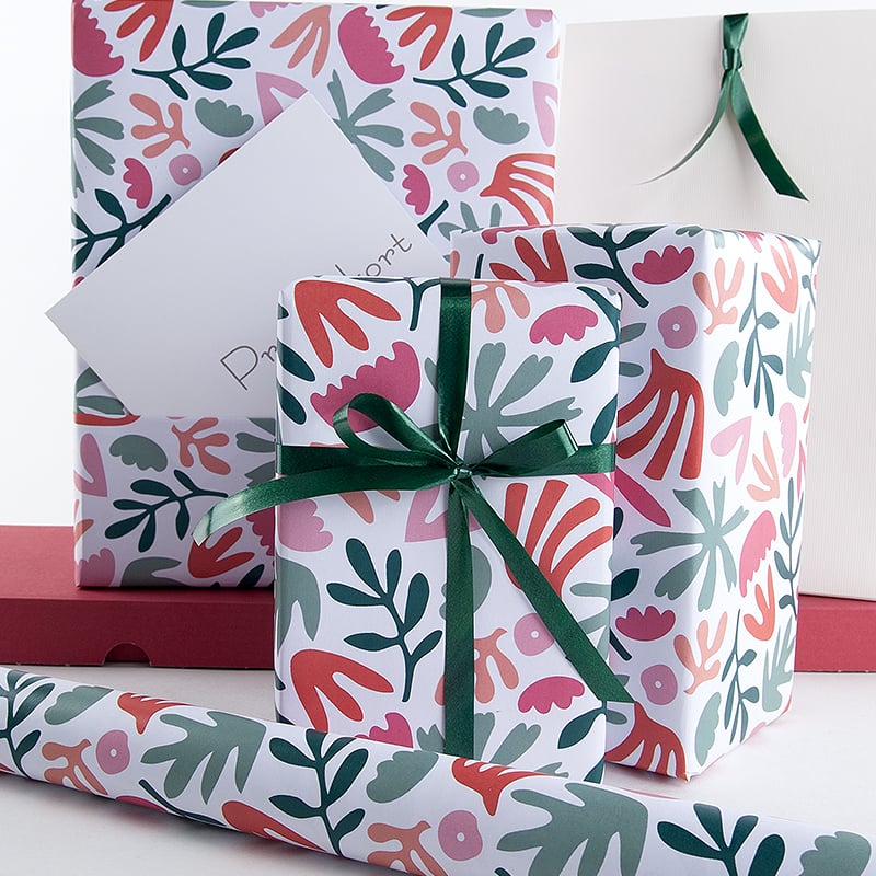 Presentpapper Modern Plants Pink - 3