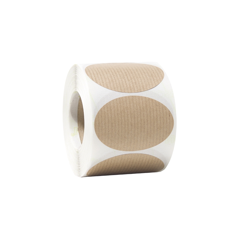 Presentetiketter oval ribbad kraft - 2