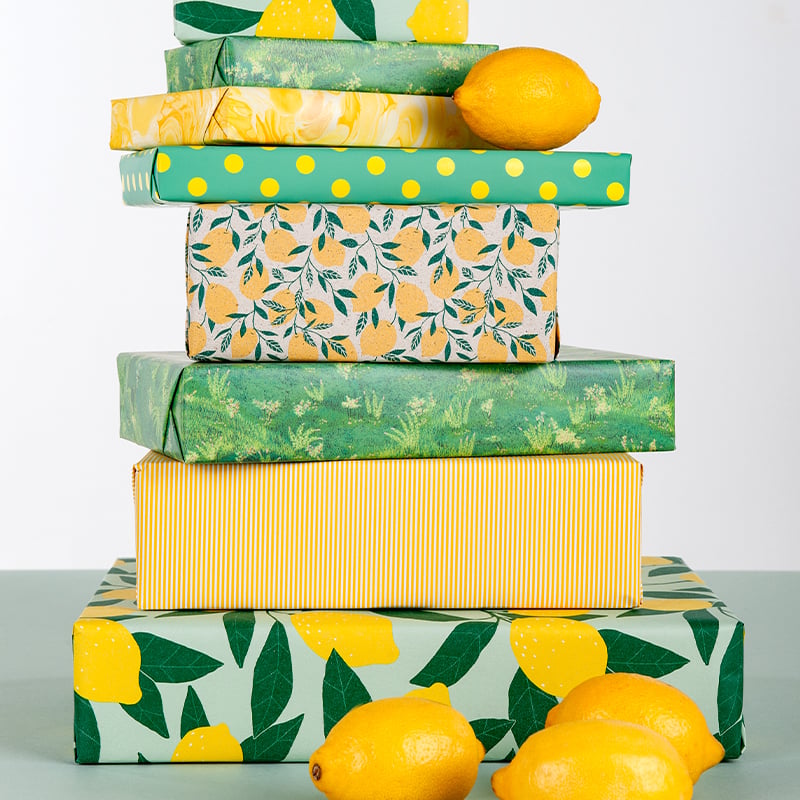 Presentpapper Yellow Marble - 3