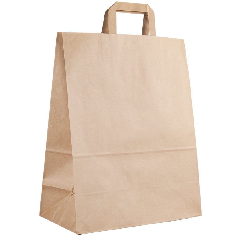 Papperspåse Brun Platta handtag