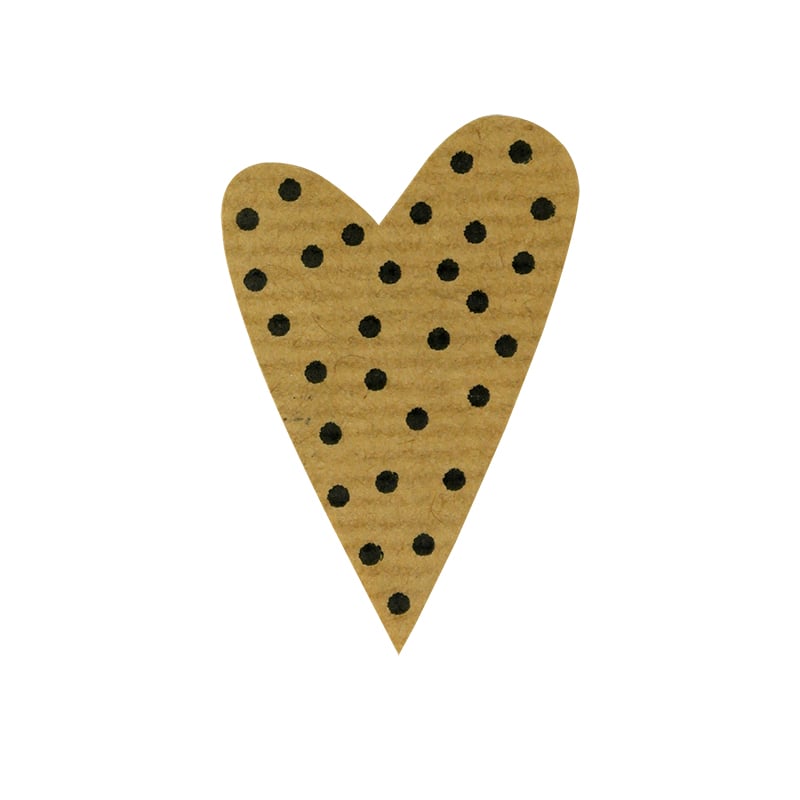 Presentetikett modern heart dots ribbad kraft brun/svart - 2