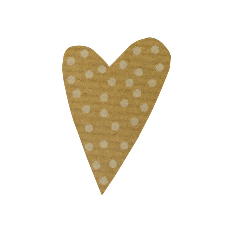 Presentetikett modern heart dots ribbad kraft brun/vita - 2