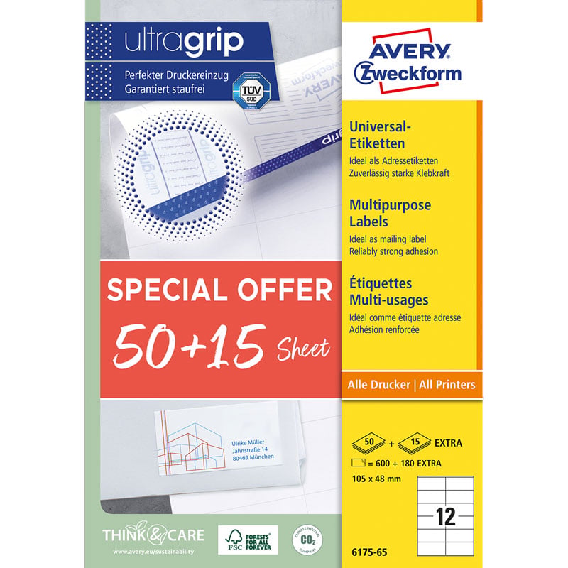 Avery etiketter Ultragrip 30% extra innehåll - 1