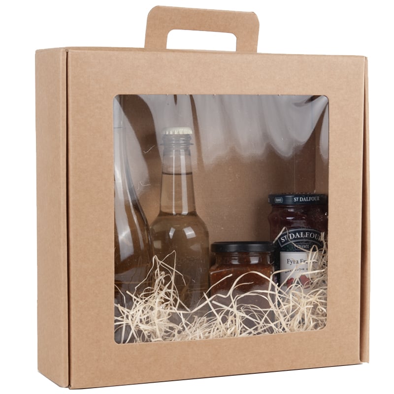 Presentbox gourmet natur med fönster och handtag - 3