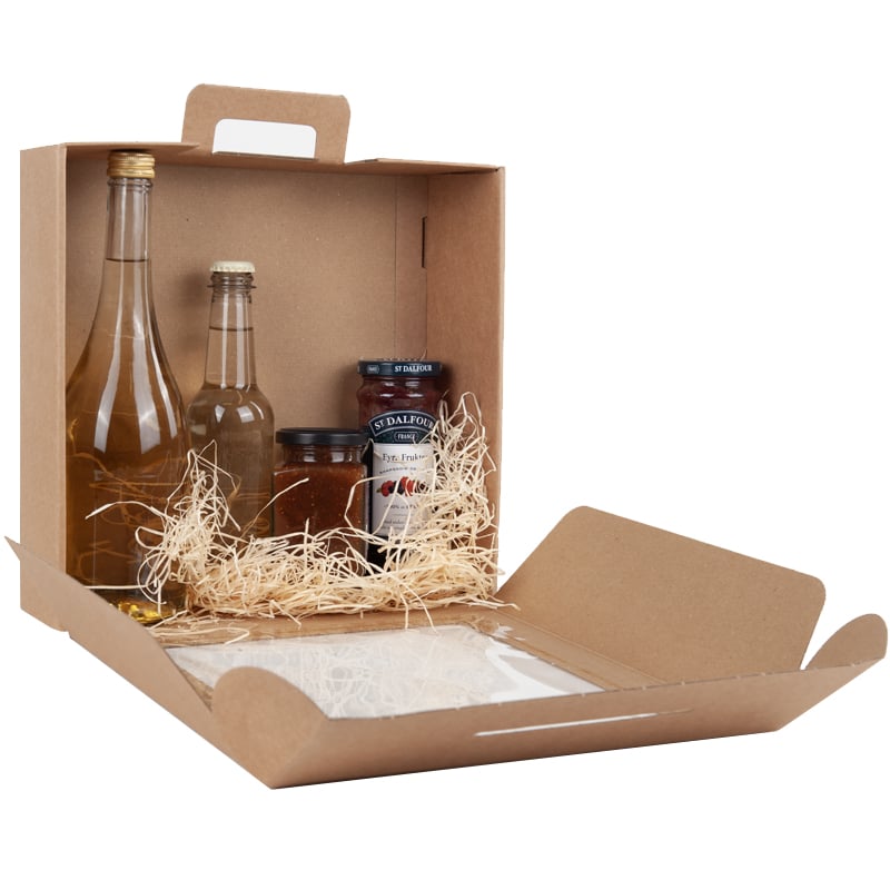Presentbox gourmet natur med fönster och handtag - 4
