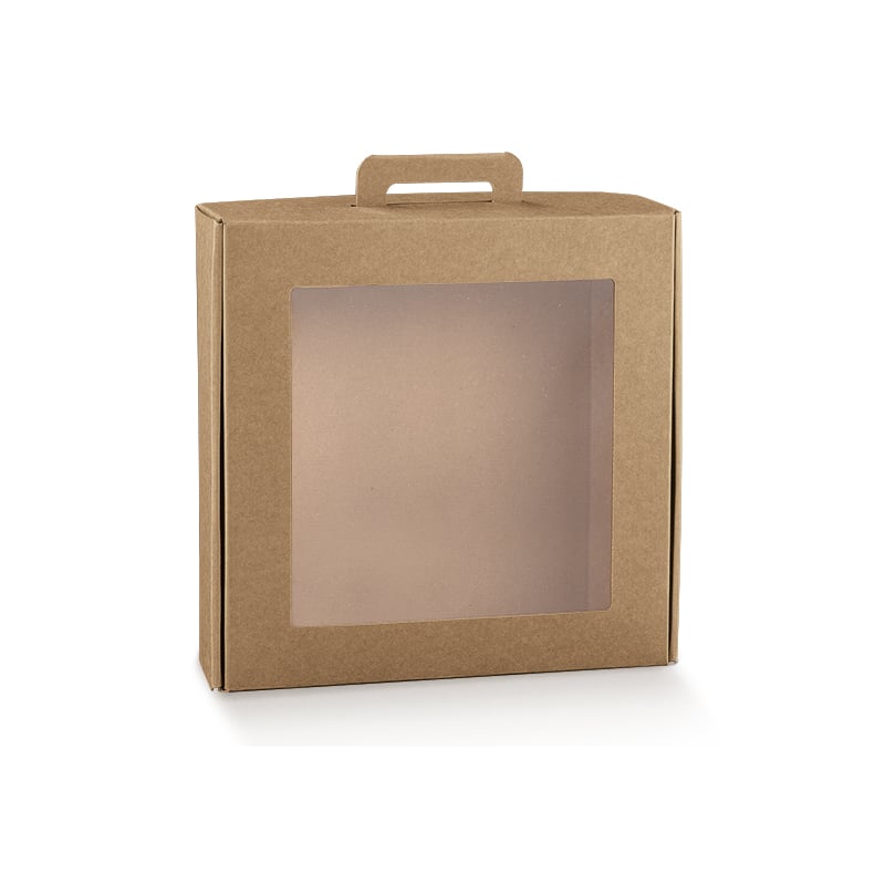 Presentbox gourmet natur med fönster och handtag - 1