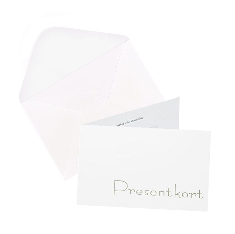 Presentkort vitt med grå text - 1