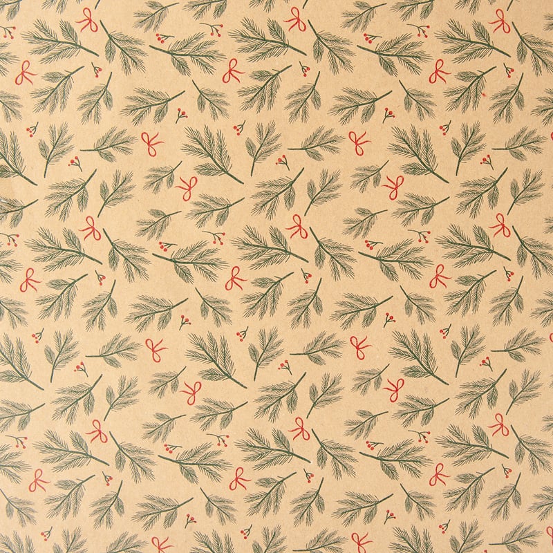 Presentpapper Vintergrönt med Rosett - 1