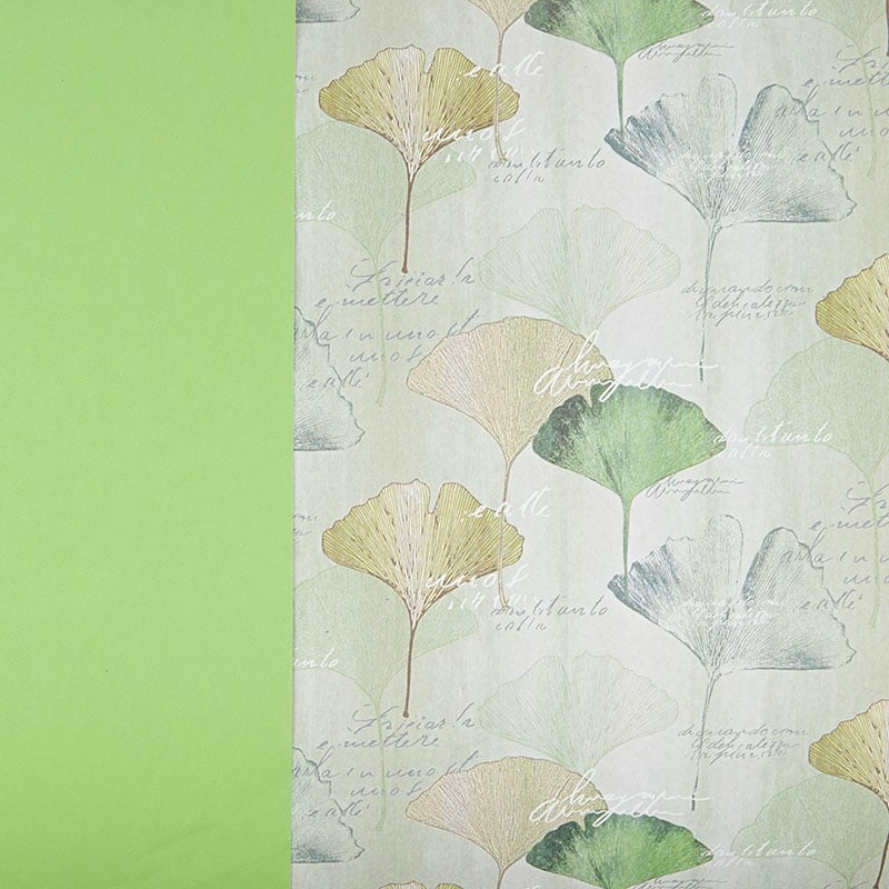 Presentpapper Ginkgo green dubbelsidigt