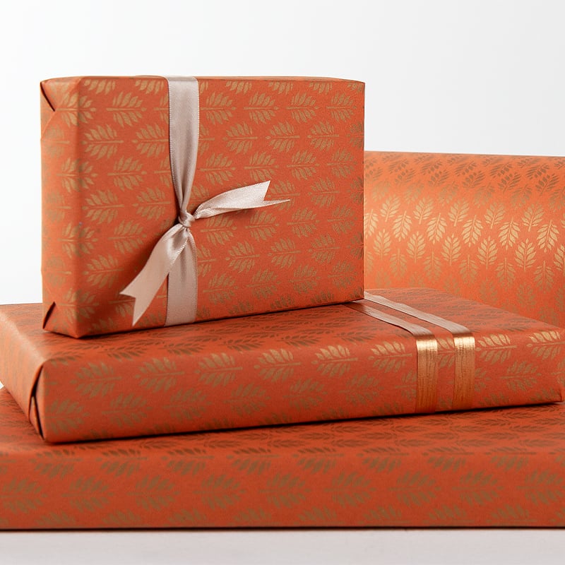 Presentpapper Leaf Coral/Gold - 3