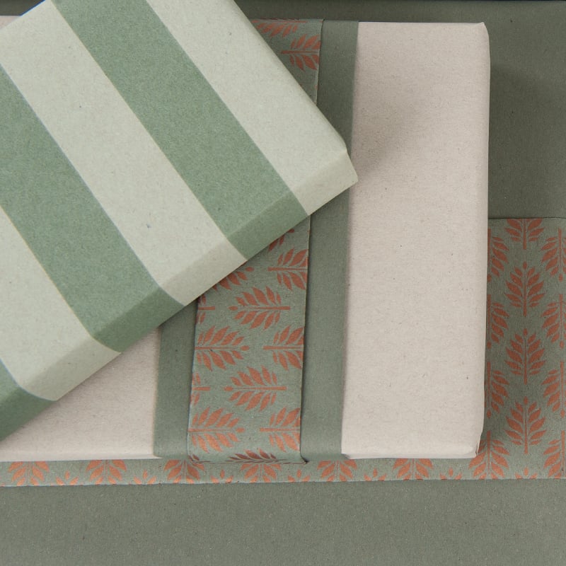 Presentpapper Leaf Dust green/copper - 4