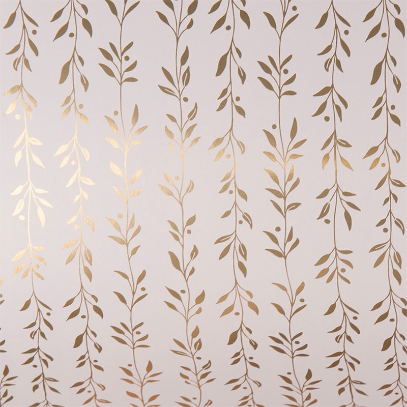 Presentpapper Bladslinga rosa/guld
