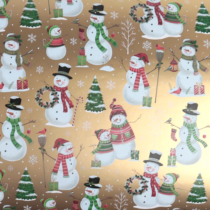 Presentpapper Snowman Gold - 1