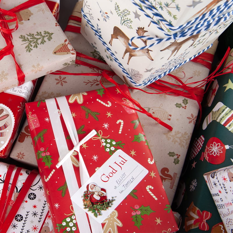 Etikett till/från fyra olika julmotiv - 3