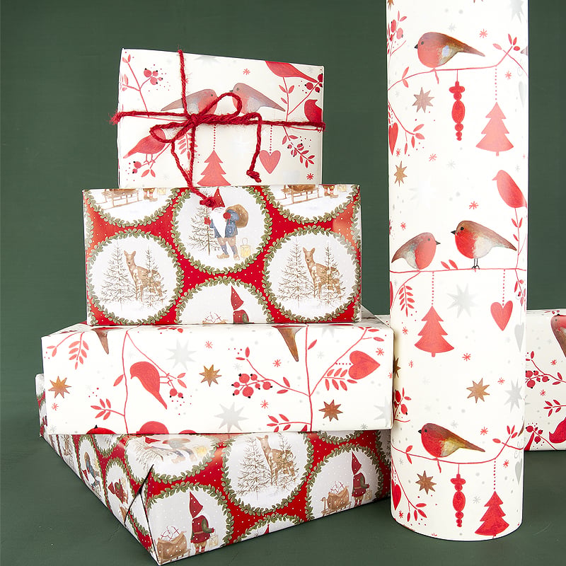 Julpapper Deer and Santa - 2