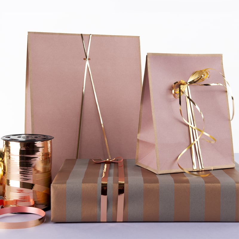 Presentpapper Stripes Grey/Copper - 1