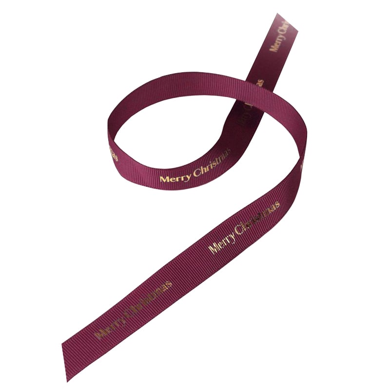 Satinband ribbad Merry Christmas Bordeaux - 1