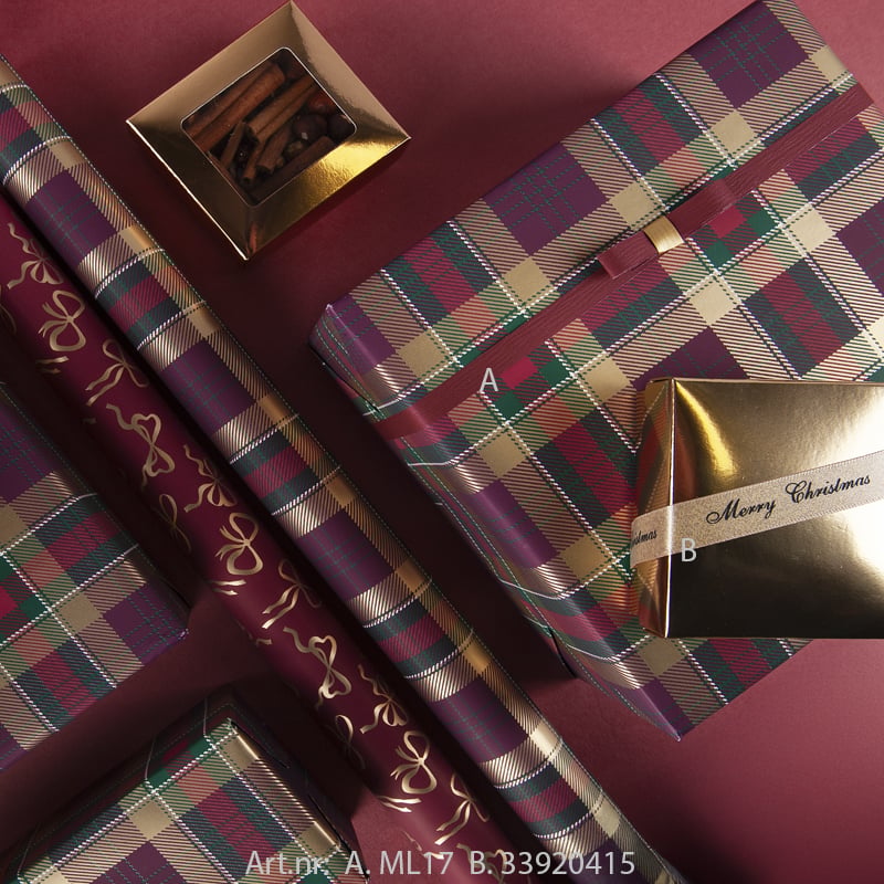Presentpapper Tartan guld - 2